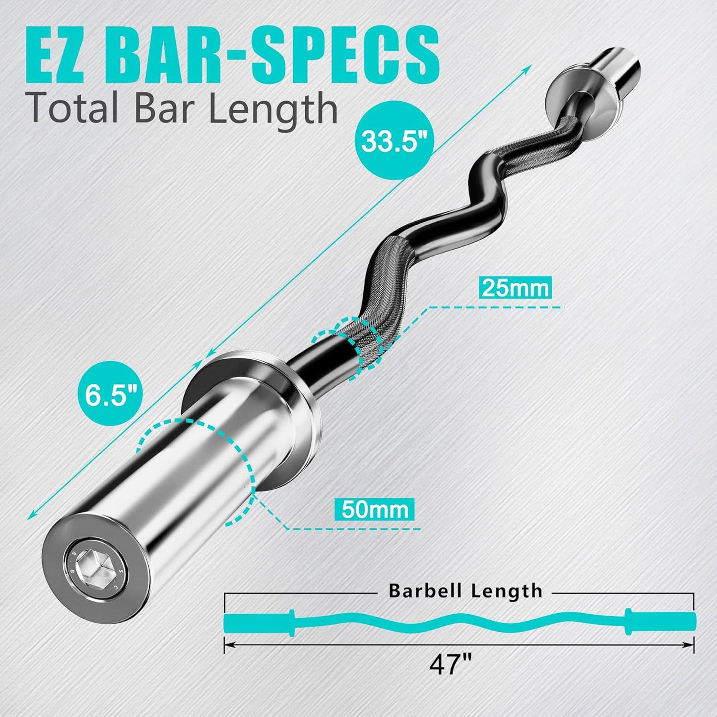 Curl Bar Olympic Barbell EZ Bar 330LB/700LB/1000LB/1500LB for Biceps Curl, Squat, Weightlifting