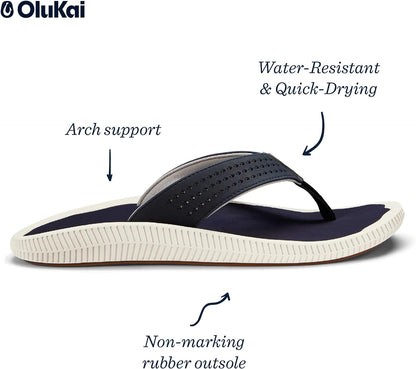 Ulele Men'S Beach Sandals, Water Resistant Flip Flops, Arch Support & Comfort Fit, Lightweight & Durable, Enhanced Grip & Traction