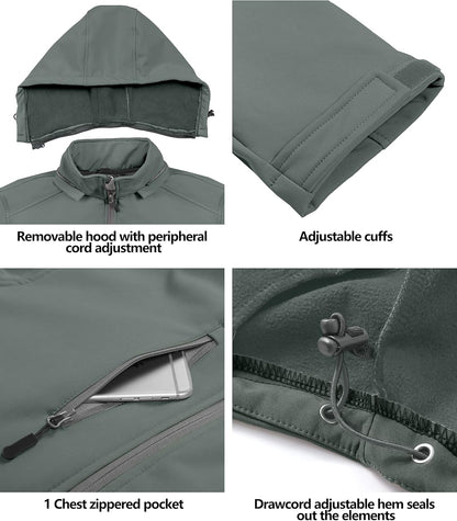 Men’S Softshell Jacket with Removable Hood, Fleece Lined