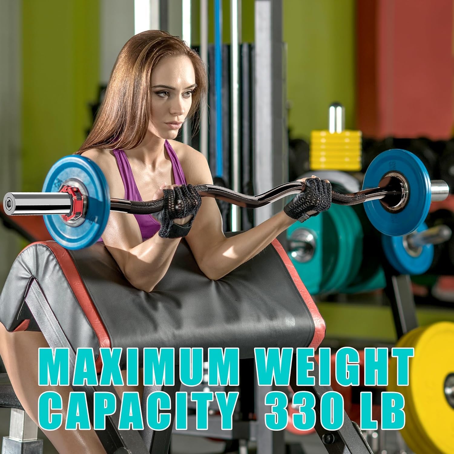 Curl Bar Olympic Barbell EZ Bar 330LB/700LB/1000LB/1500LB for Biceps Curl, Squat, Weightlifting