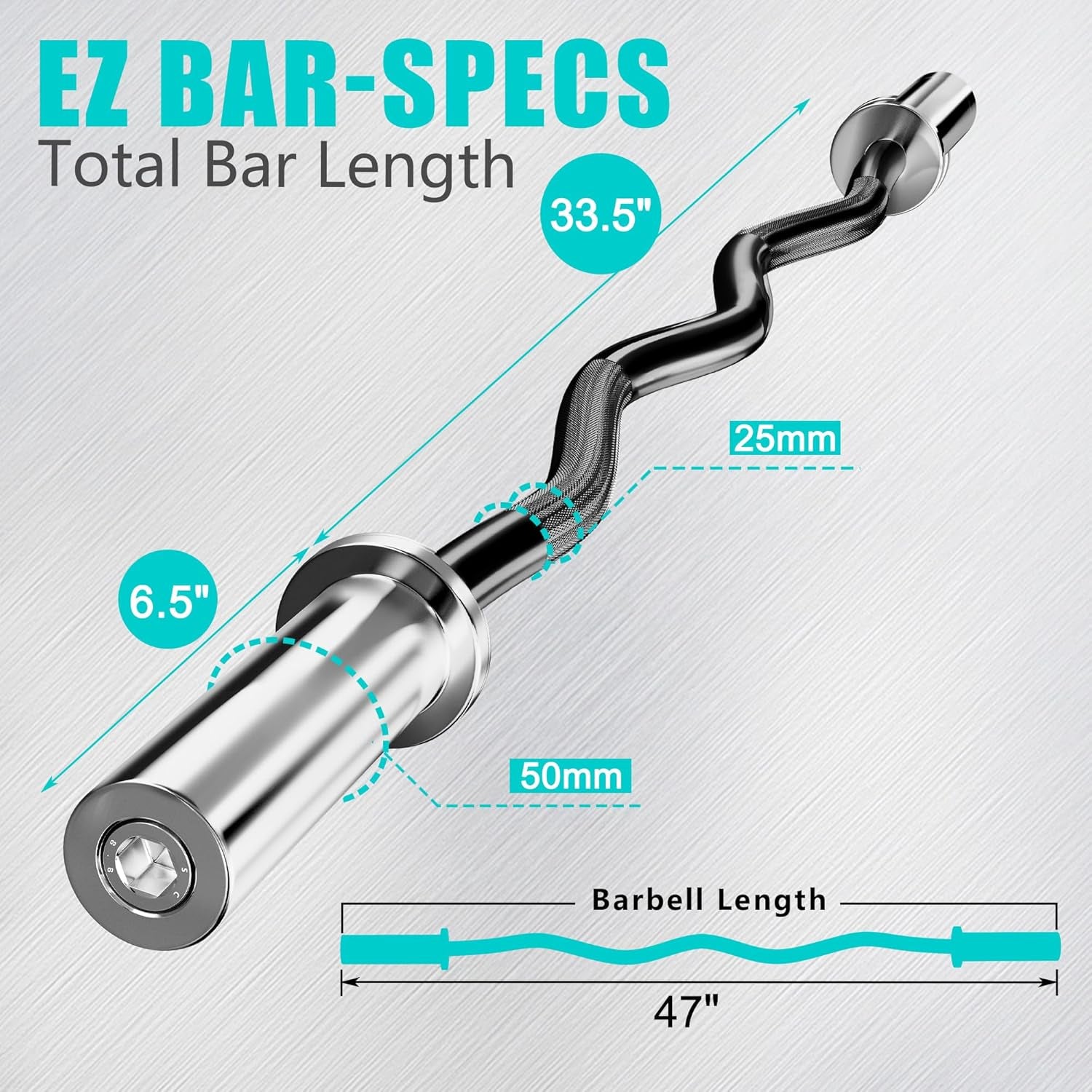 Curl Bar Olympic Barbell EZ Bar 330LB/700LB/1000LB/1500LB for Biceps Curl, Squat, Weightlifting